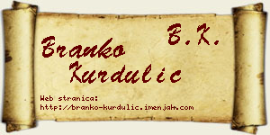 Branko Kurdulić vizit kartica